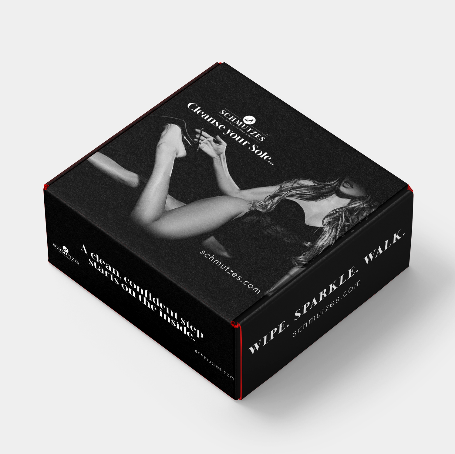 a black box with white text that says Cleanse your Sole…