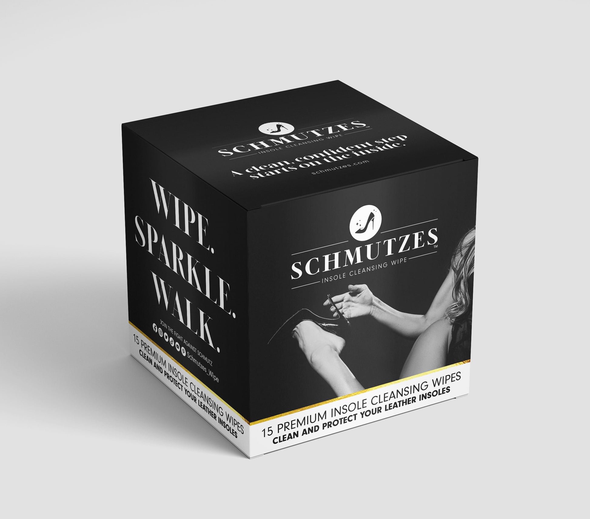 a black box with black and white text that says Schmutzes Insolce Cleansing Wipe